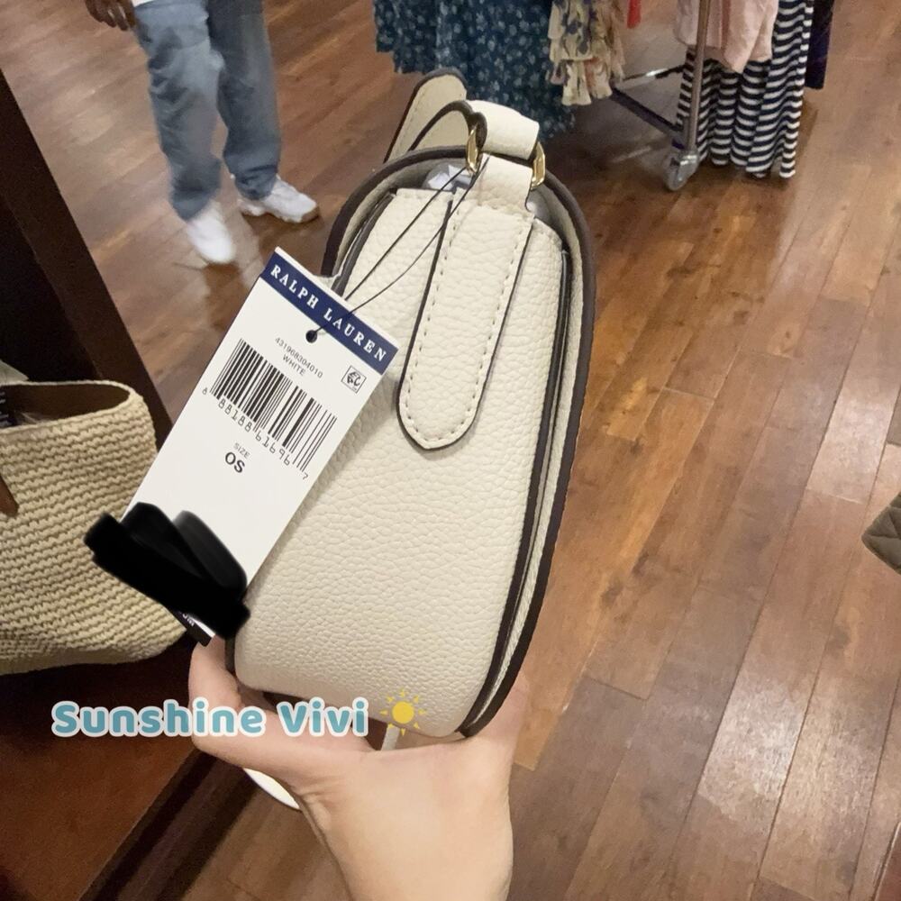 NWT Lauren Ralph Lauren Leather Medium Witley Crossbody Bag Lauren White chalk - Picture 2 of 5